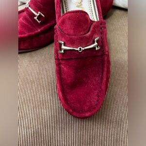 SAM EDLEMAN red suede loafers